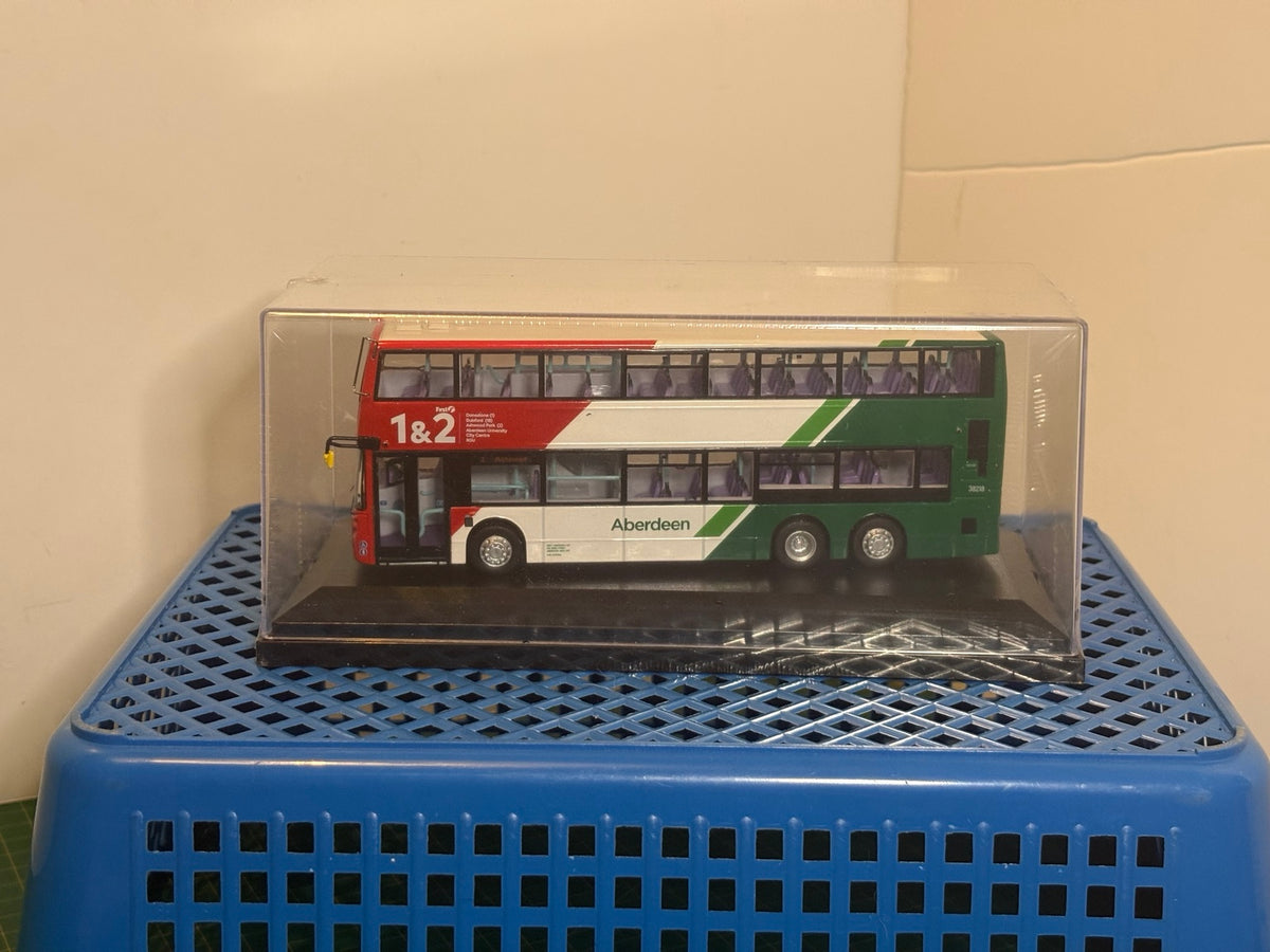 Boxed Aberdeen double-decker bus model in First 1&2 red, white and green livery